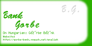 bank gorbe business card